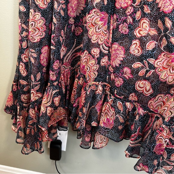 MISA Los Angeles‎ Azura Flutter-Sleeve Floral Midi Dress medium floral pink blue - Picture 7 of 16